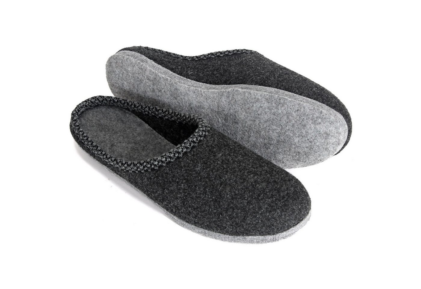 Pantoffelmann Walk-Filzpantoffel Herren Damen Filz Hausschuhe warme Filzlatschen Pantoffel (1 Paar) Filzpantoffeln, Gästepantoffel besonders leicht (schwarz)
