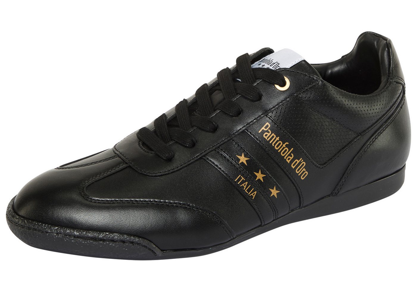 Pantofola d´Oro VASTO LOW Sneaker Obermaterial aus Leder, Gummilaufsohle, mit Schnürung (schwarz)