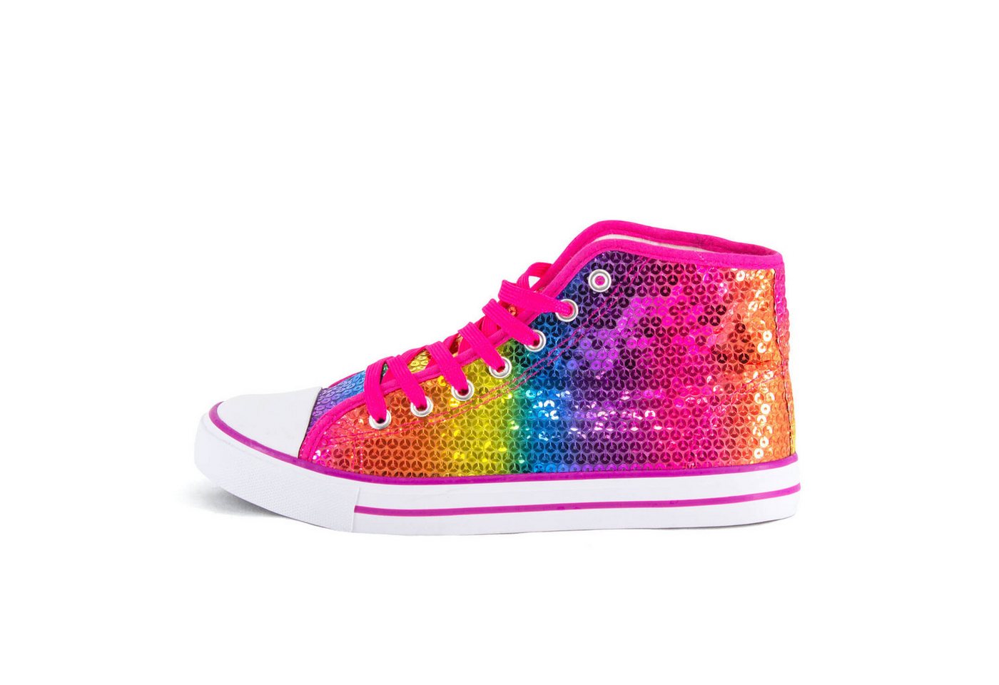 Party Factory Pailletten Schuhe Regenbogen Glitzer Schnürer Unisex Sneaker Größe 41 Sneaker mit Schnürsenkel
