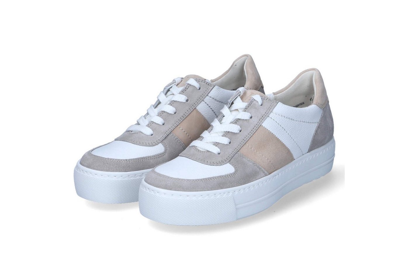 Paul Green 5230-06 Damen Leder & Textil weiss Schnürschuh