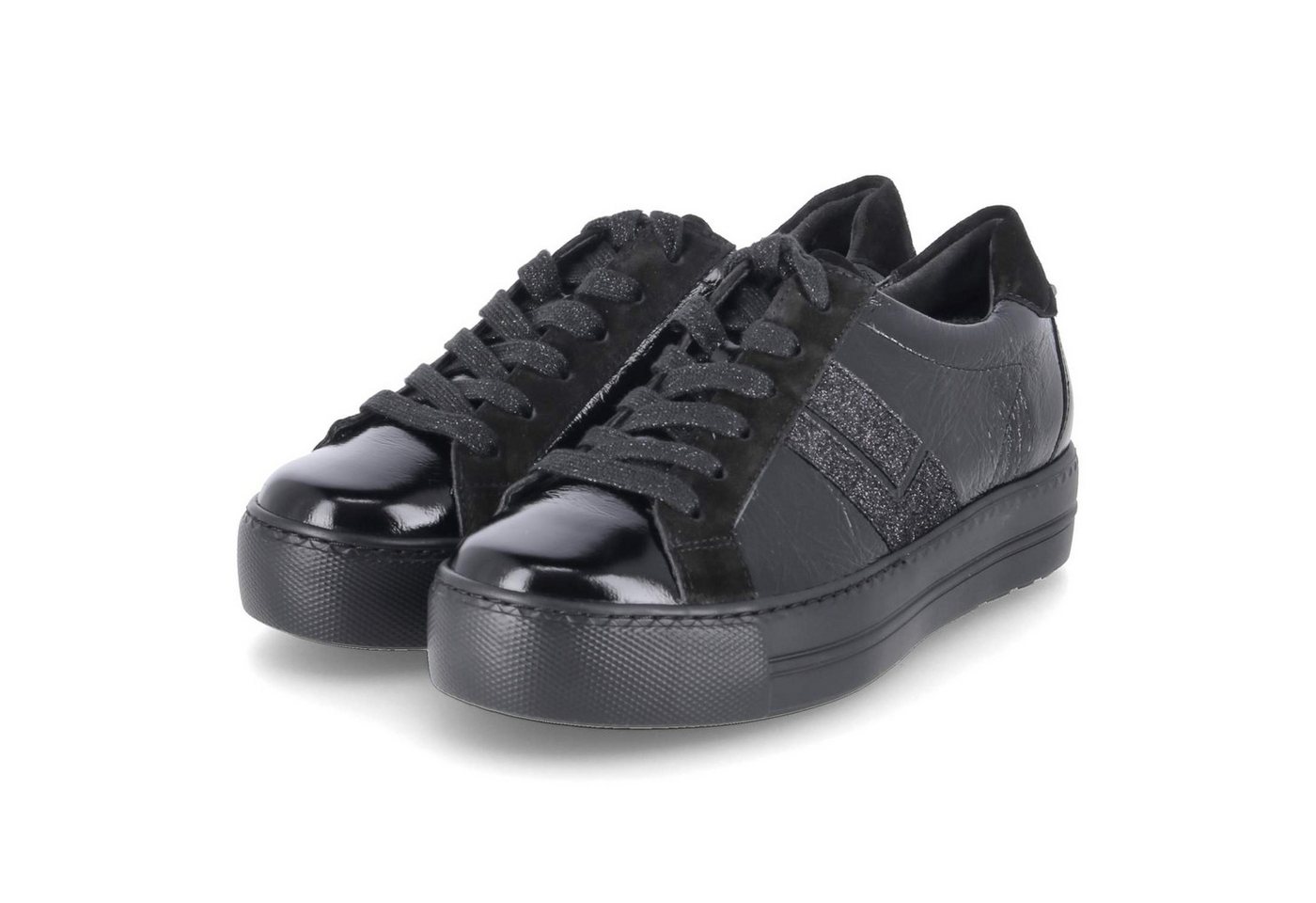 Paul Green 5430-09 Damen Leder & Textil schwarz Schnürschuh