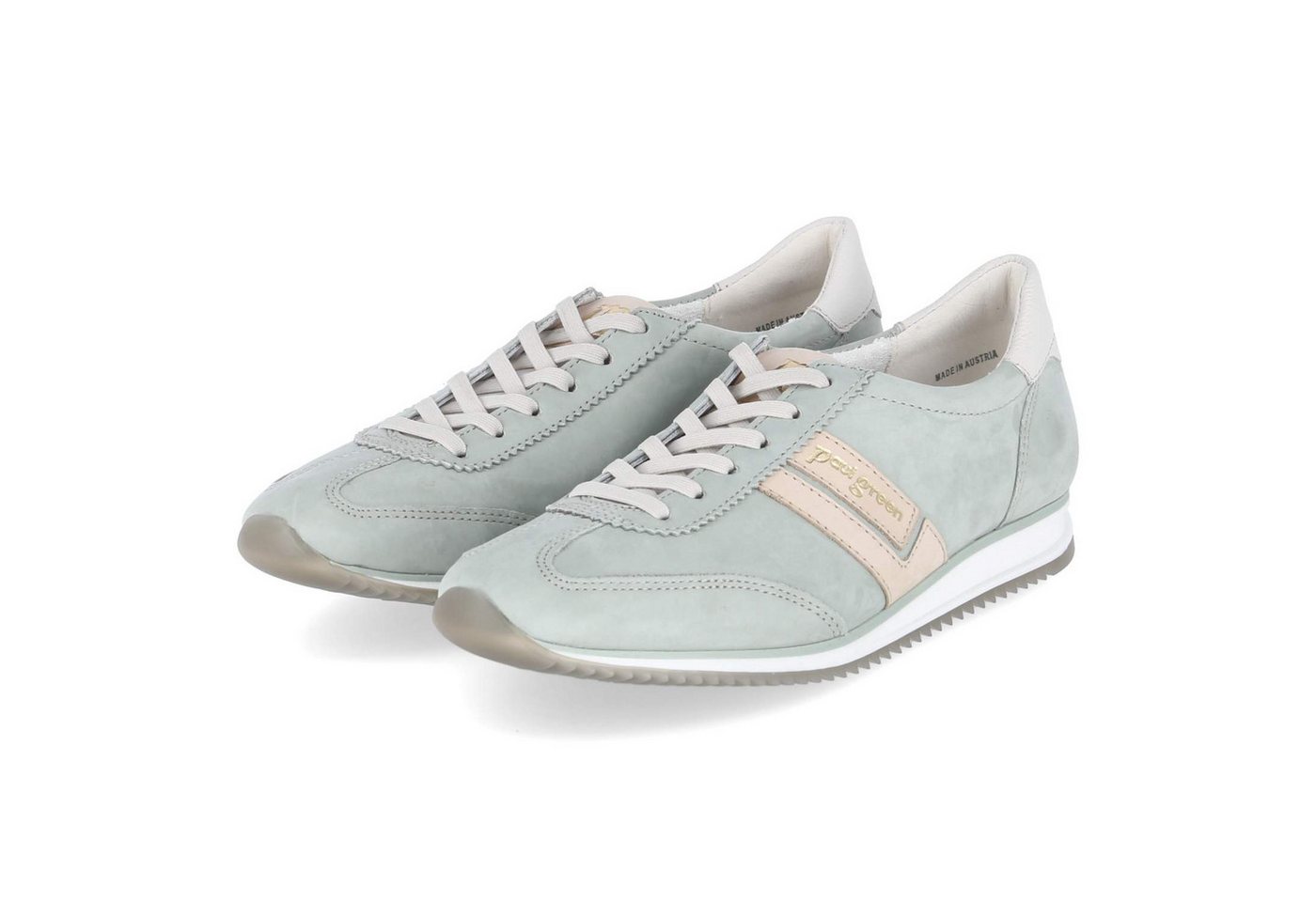 Paul Green 5453-149 Damen Leder & Textil grün Schnürschuh