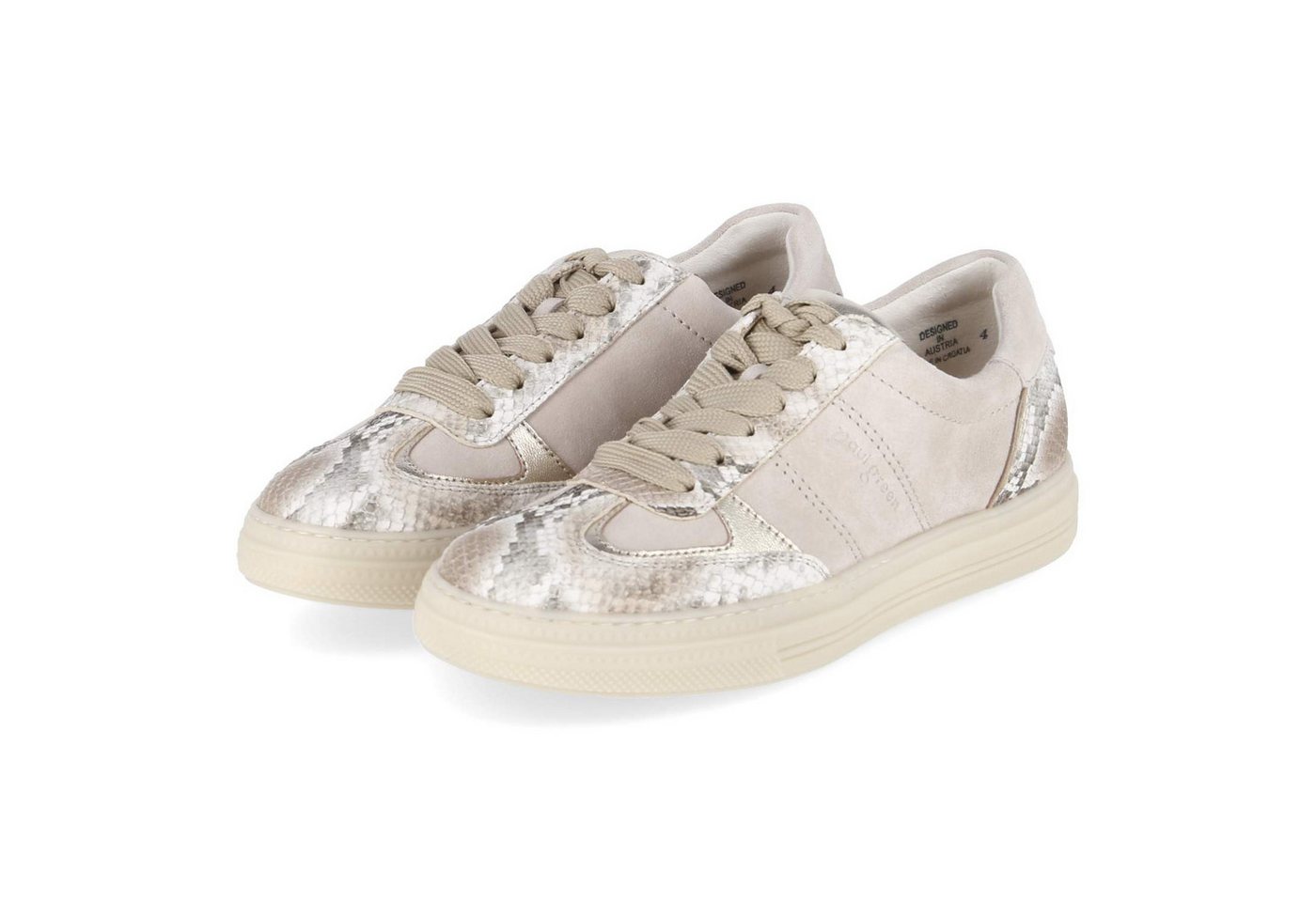 Paul Green 5466-069 Damen Rauleder beige Schnürschuh