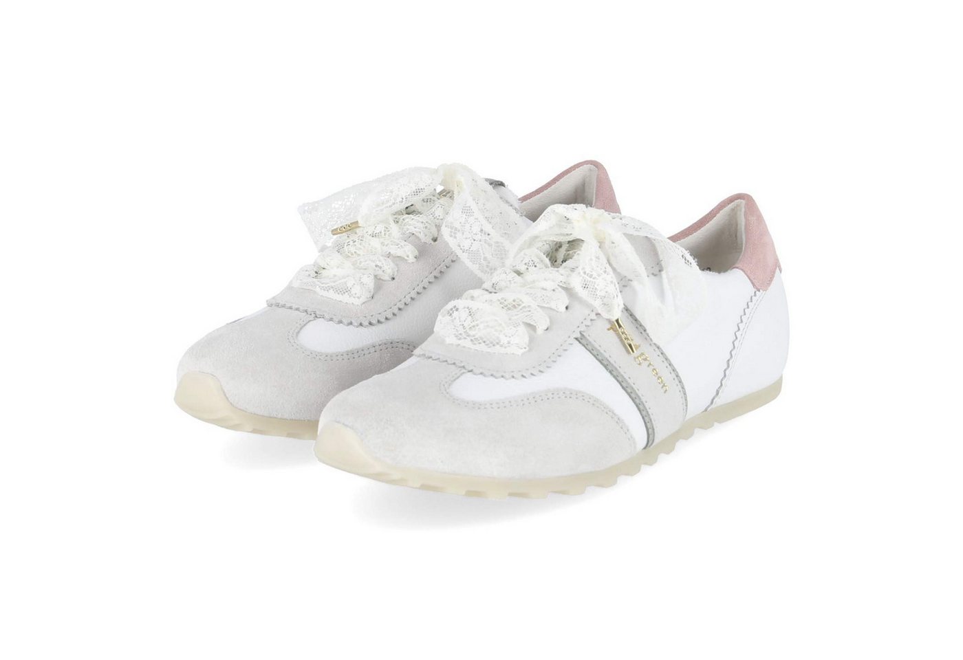 Paul Green 5508-029 Damen Leder & Textil weiss Schnürschuh