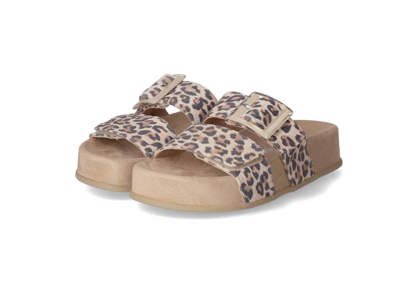 Paul Green 6157-000 Damen Rauleder beige-kombi Pantolette