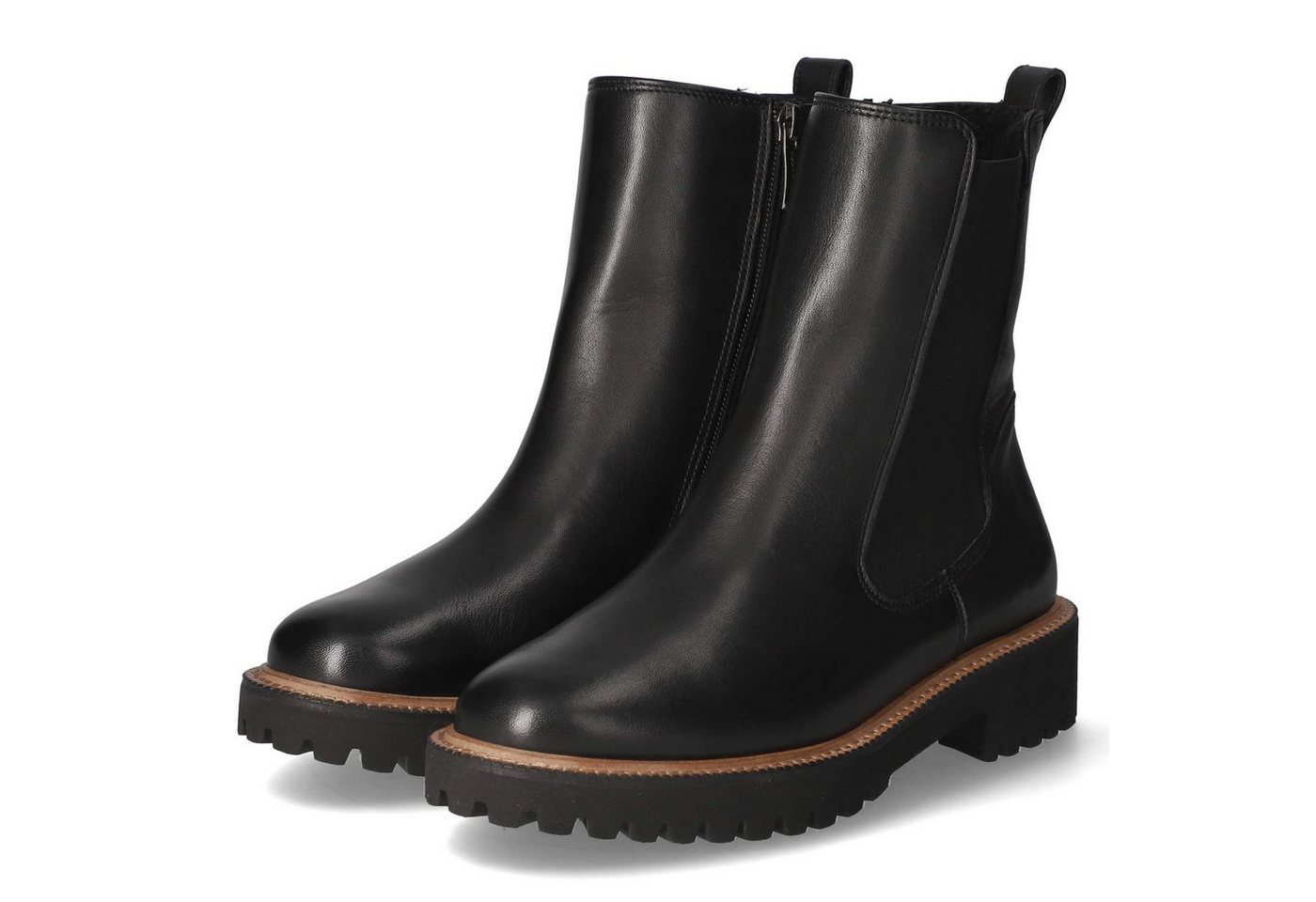 Paul Green 8270-02 Damen Leder & Textil schwarz Schlupfstiefel