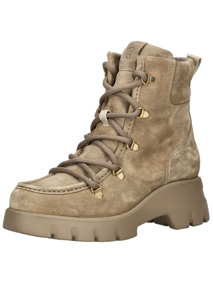 Paul Green Stiefelette Veloursleder Schnürstiefelette (beige)