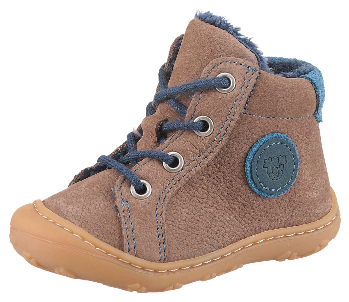 PEPINO by RICOSTA Georgie WMS: Normal Lauflernschuh Winterschuh mit Weiten-Meßsystem, Größenschablone zum Download (blau/braun)