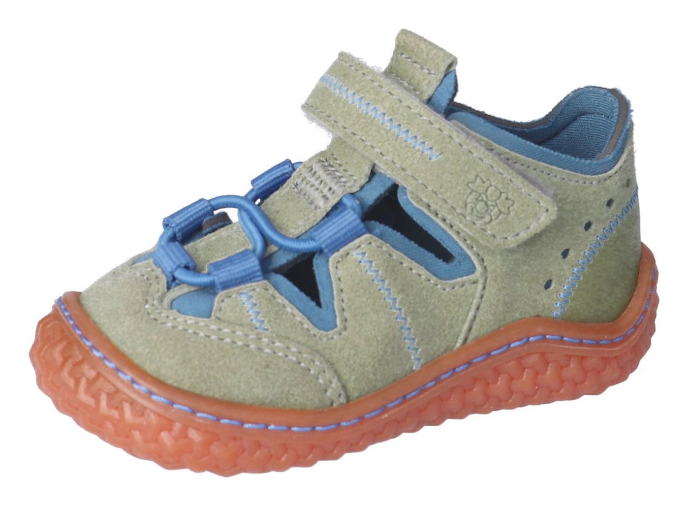 PEPINO by RICOSTA Jerry WMS: mittel Barfußschuh, Barfußschuh mit Gummizug u. Klett, Größenschablone zum Download (blau/grün)