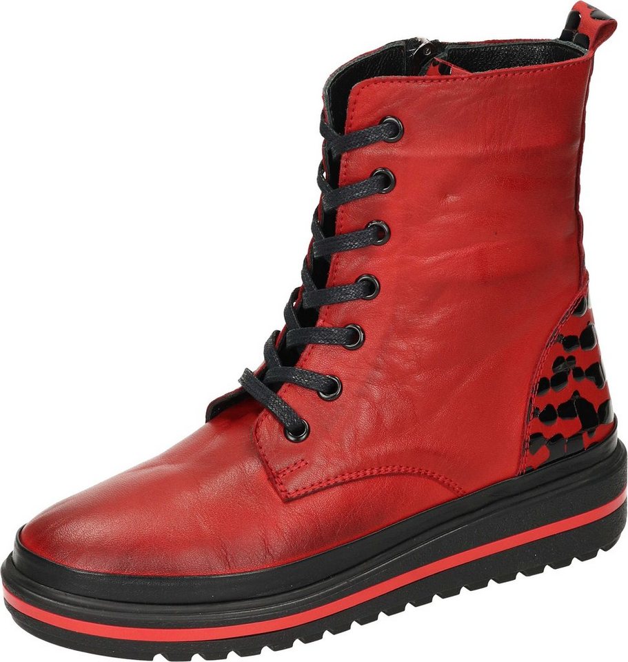 Manitu Stiefeletten Schnürstiefelette aus echtem Leder (rot)