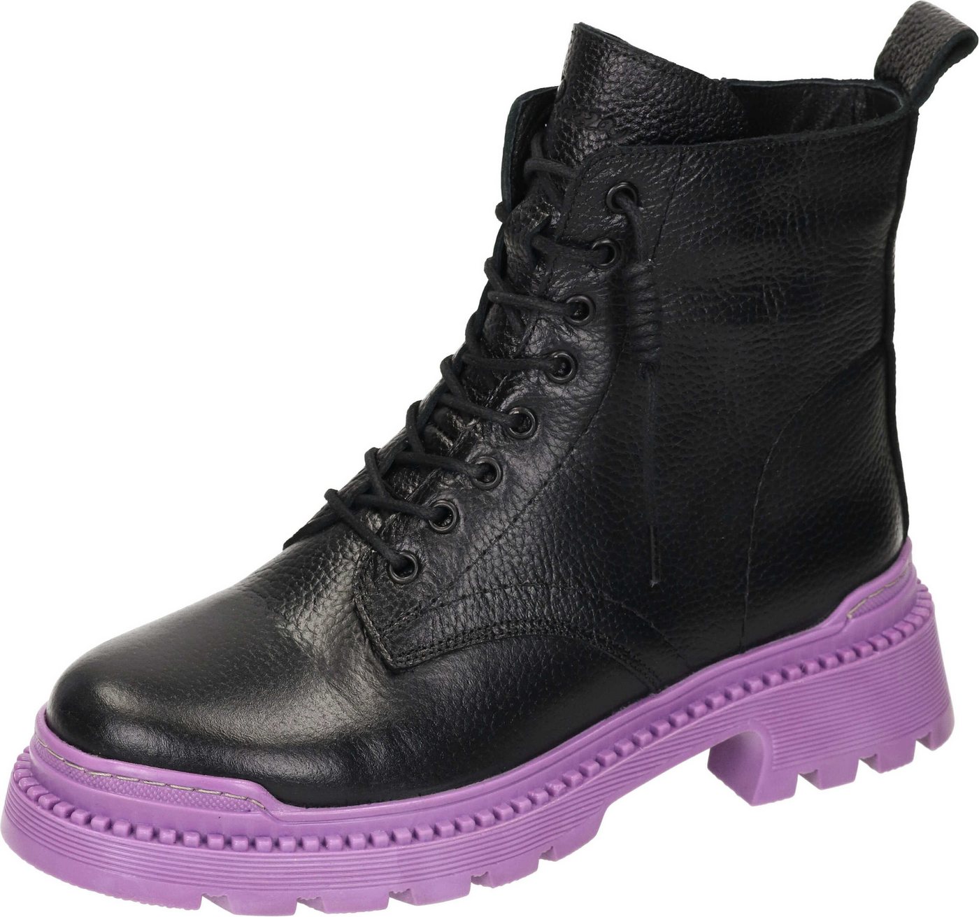 Piazza Stiefeletten Schnürstiefelette aus echtem Leder (pflaume)