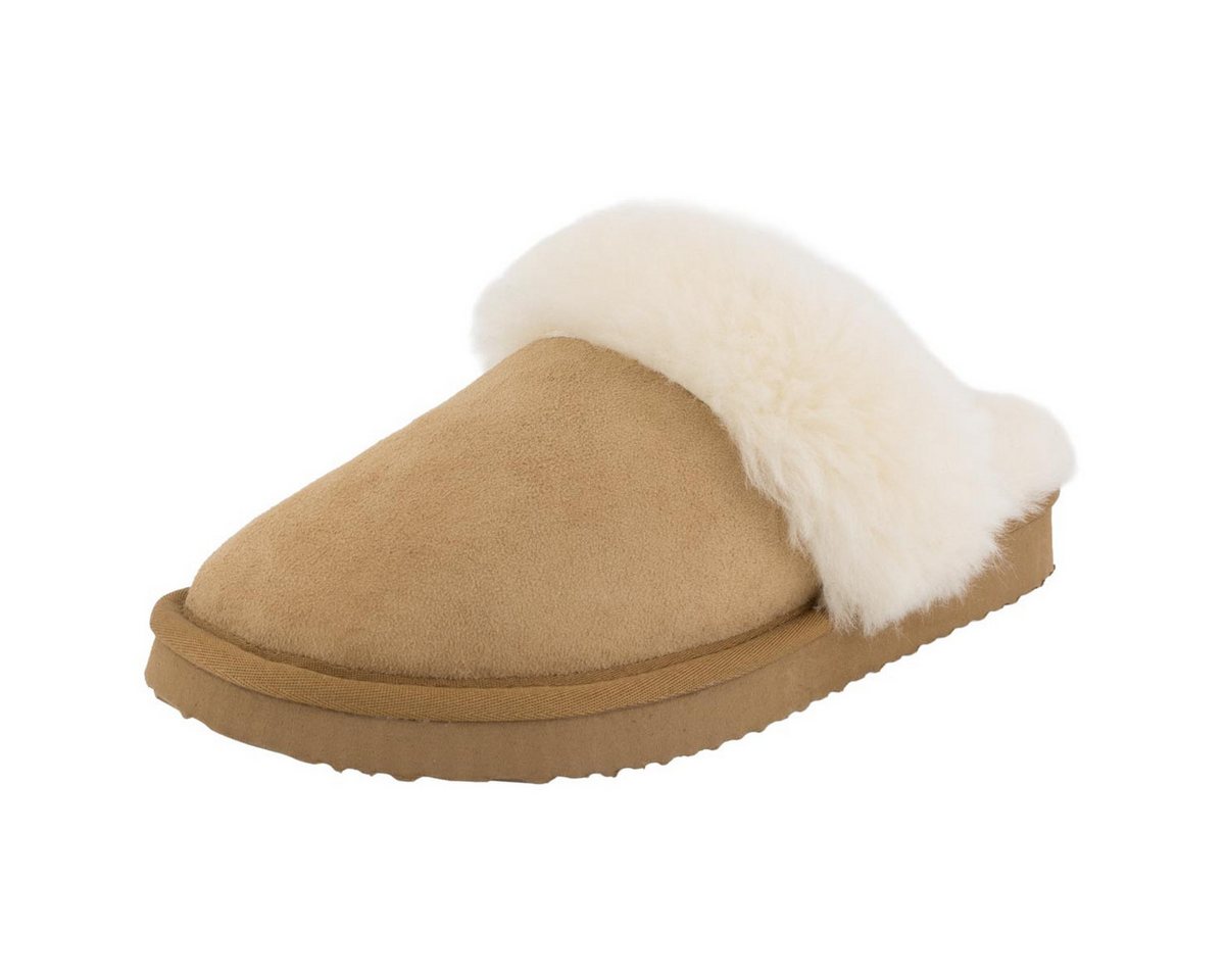 piece of mind. Classic Pantoffel (1-tlg) Pantoffeln - Breites Felldetail, Weich und wärmend, Leichte Sohle (Chestnut)