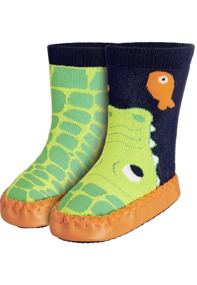 Playshoes Hüttenschuh Krokodil Hausschuh