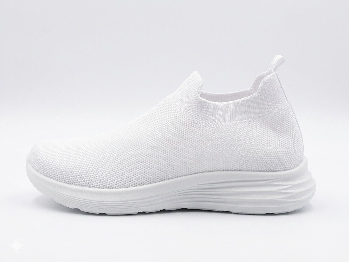 Pogolino PG160 Slip-On Sneaker Damen Slip-On Sneakers dehnbar herausnehmbare Sohle atmungsaktiv (weiß)