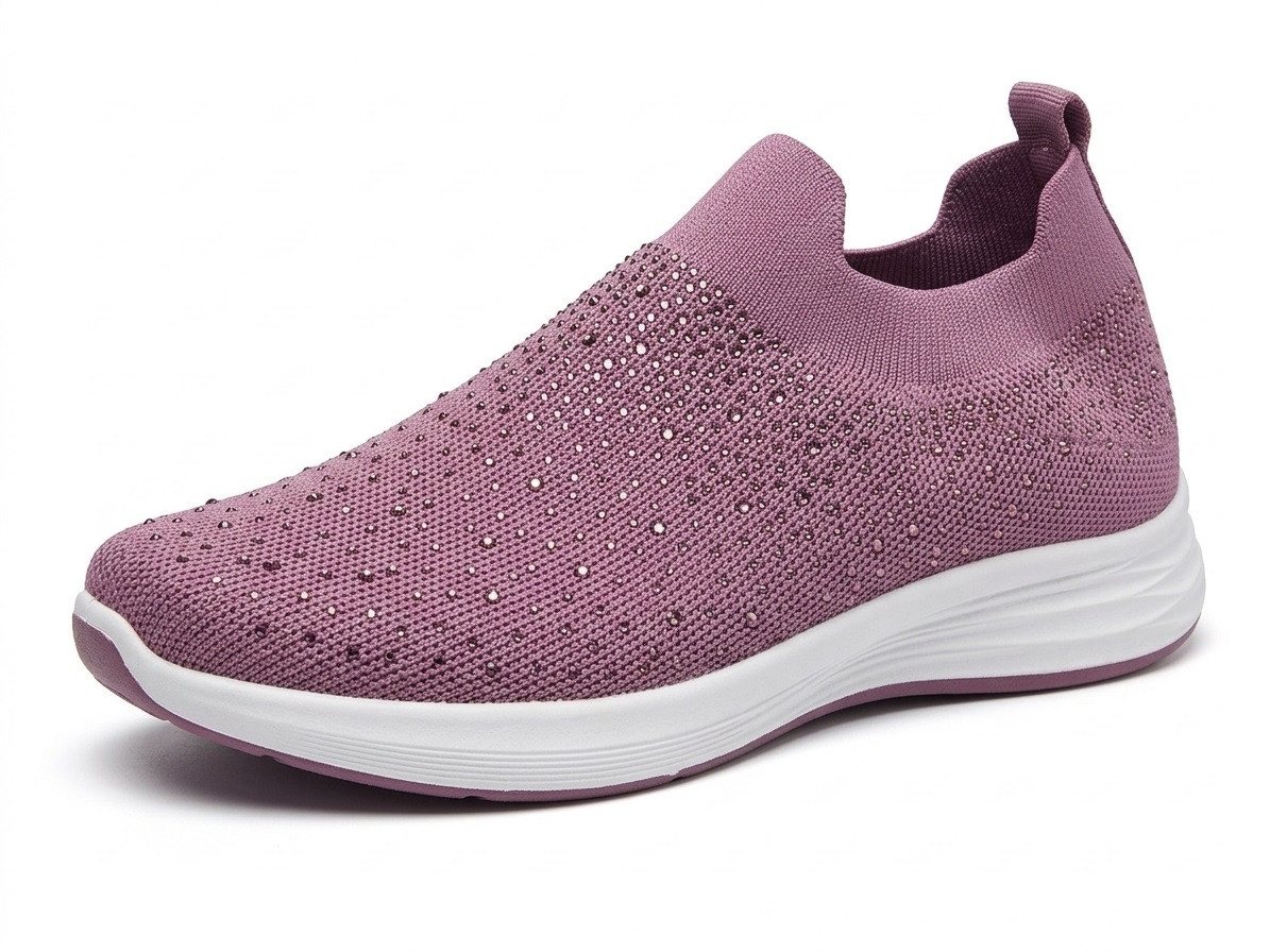 Pogolino PG37 Slip-On Sneaker Slip-On Sneakers mit Glitzer und Fußbett herausnehmbare Sohle (lila)
