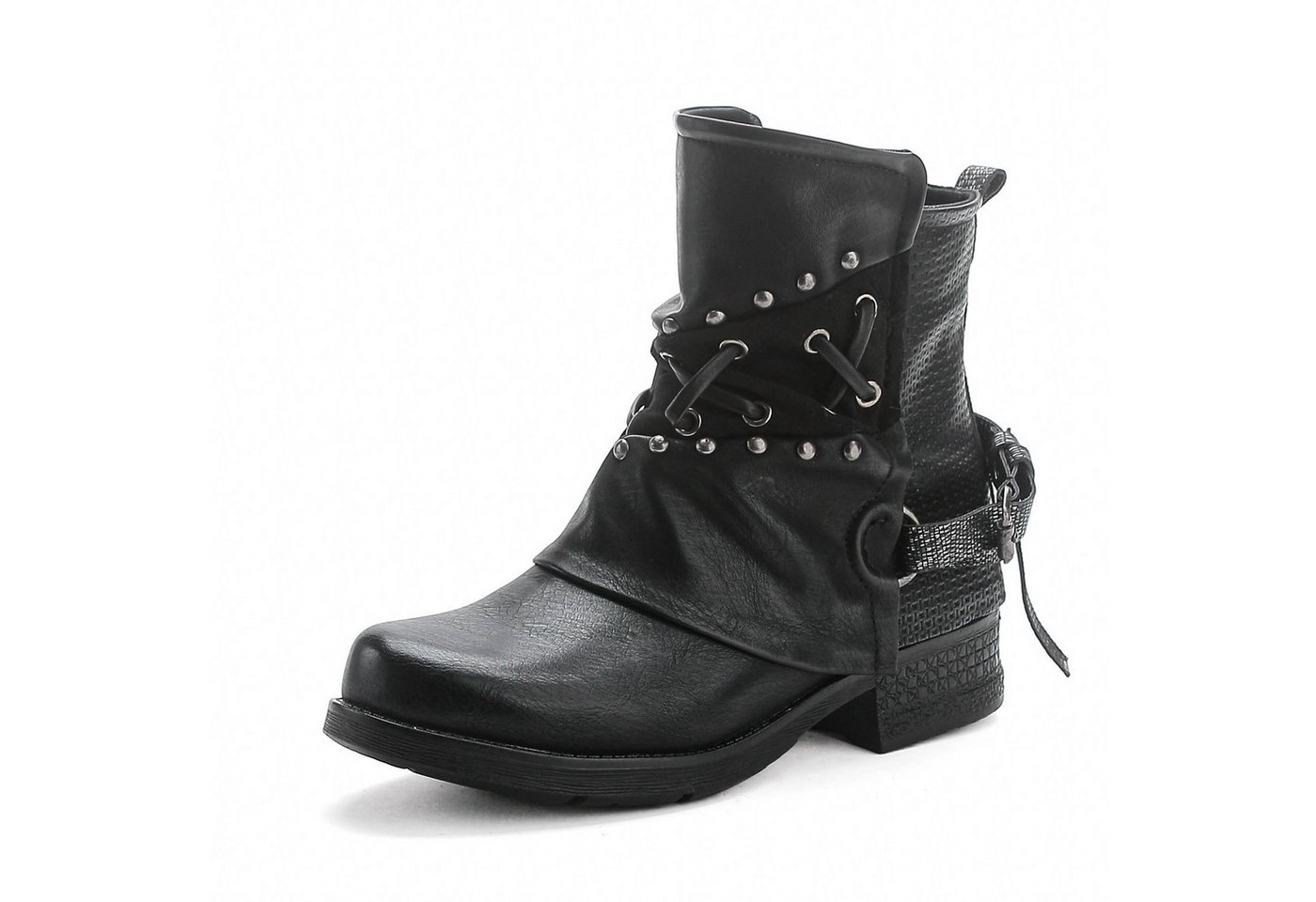 Pogolino ST07 Bikerboots Damen Nieten Stiefeletten Biker Boots leicht gefüttert