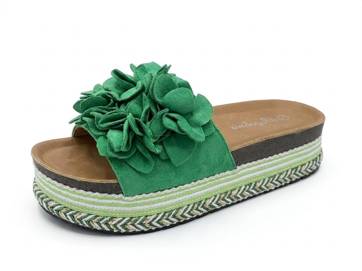 Pogolino TL891 Plateausandale NICHT FÜR BREITE FÜße Damen Sandalen mit Plateausohle und Blumen