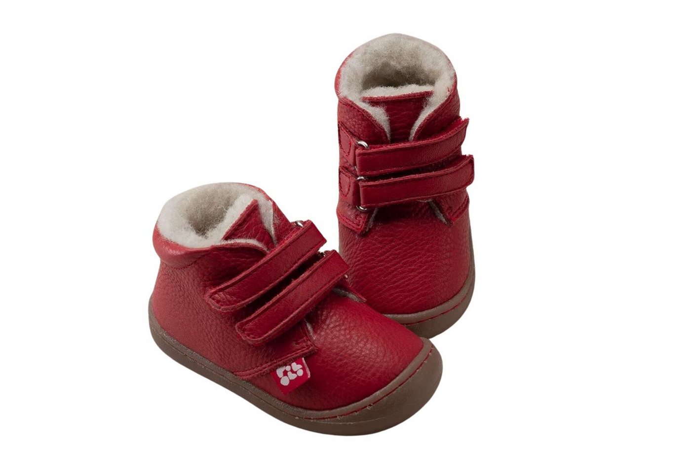 POLOLO Barfuß Winterstiefel für Kinder mit Wollfutter, Kinder Lauflernschuh mit flexibler Sohle (rot)