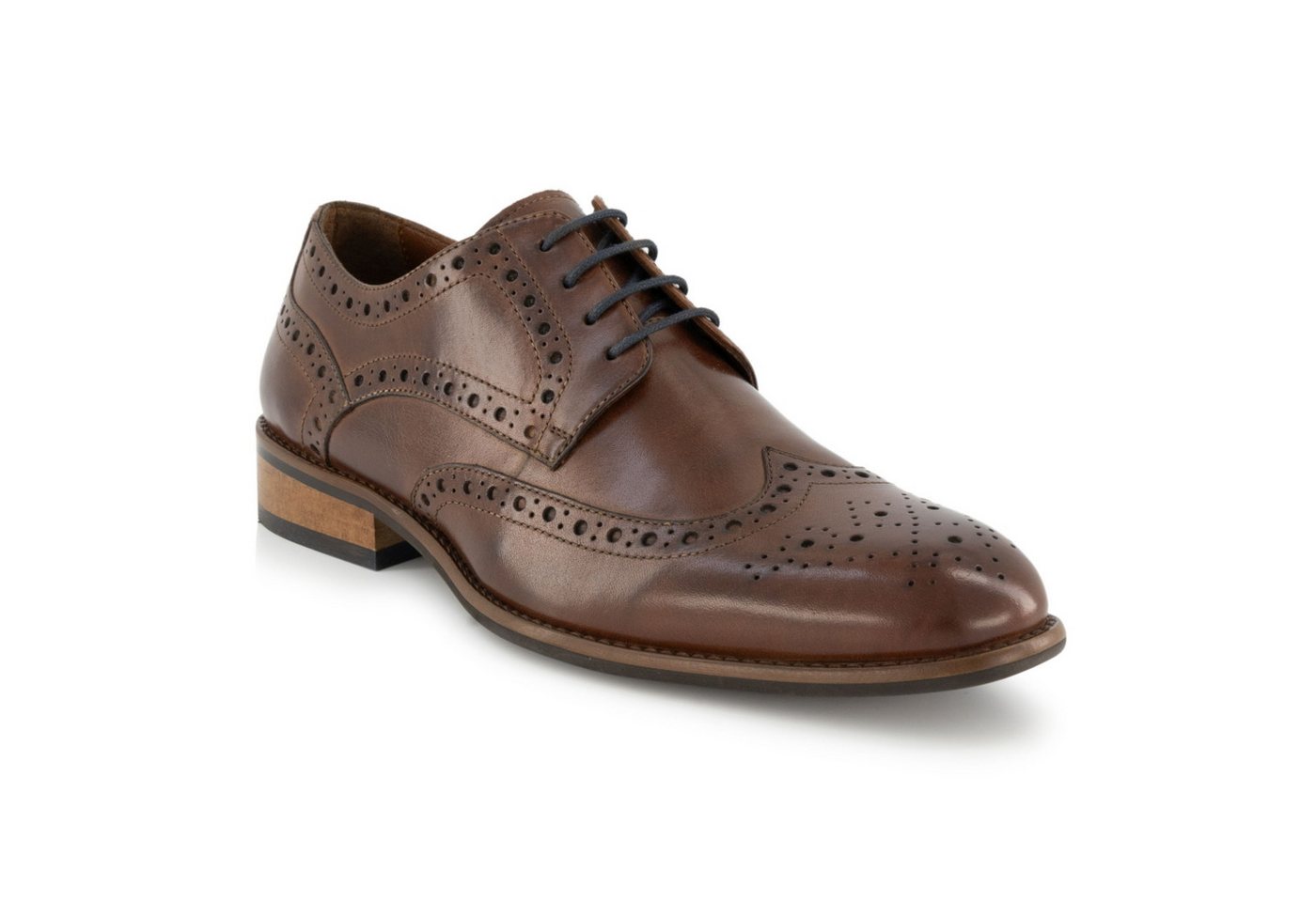 Prime Shoes PEDRO Herren Budapester Glattleder Crust-Brown Schnürschuh