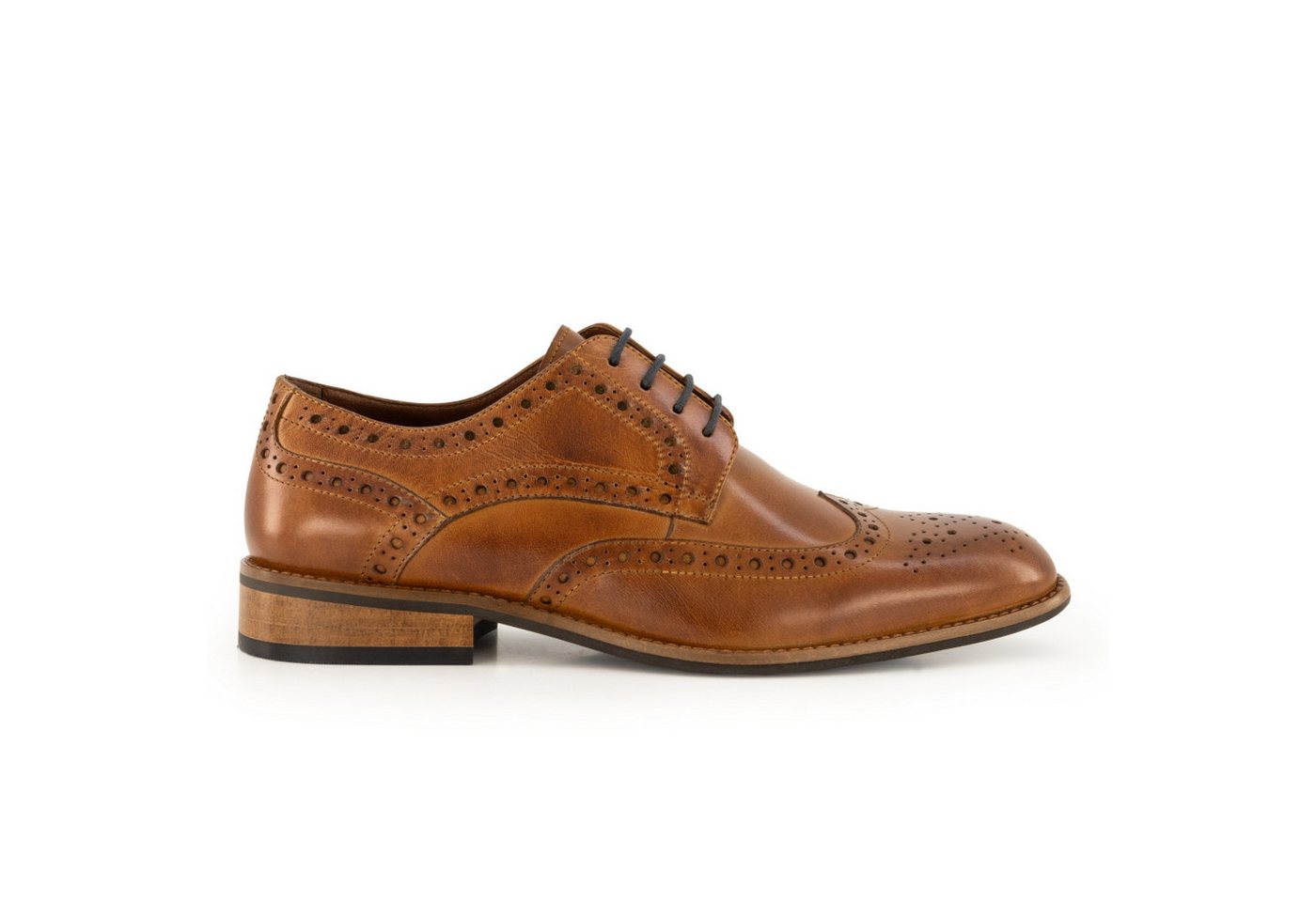 Prime Shoes PEDRO Herren Budapester Glattleder Crust-Tan Schnürschuh