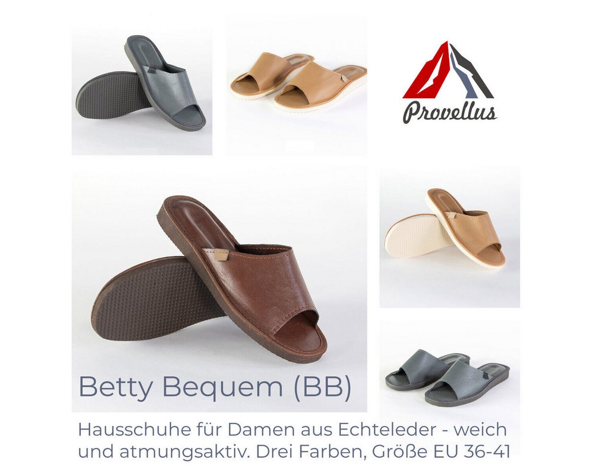 Provellus Damen Hausschuhe Merinoleder – Rutschfest & bequem – Made in Germany Hausschuh