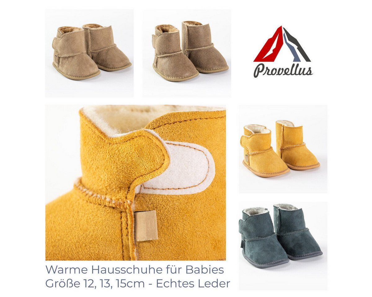Provellus Kinder Hausschuhe Merinoschaffell Leder Baby S-L Warm Weich Hausschuh