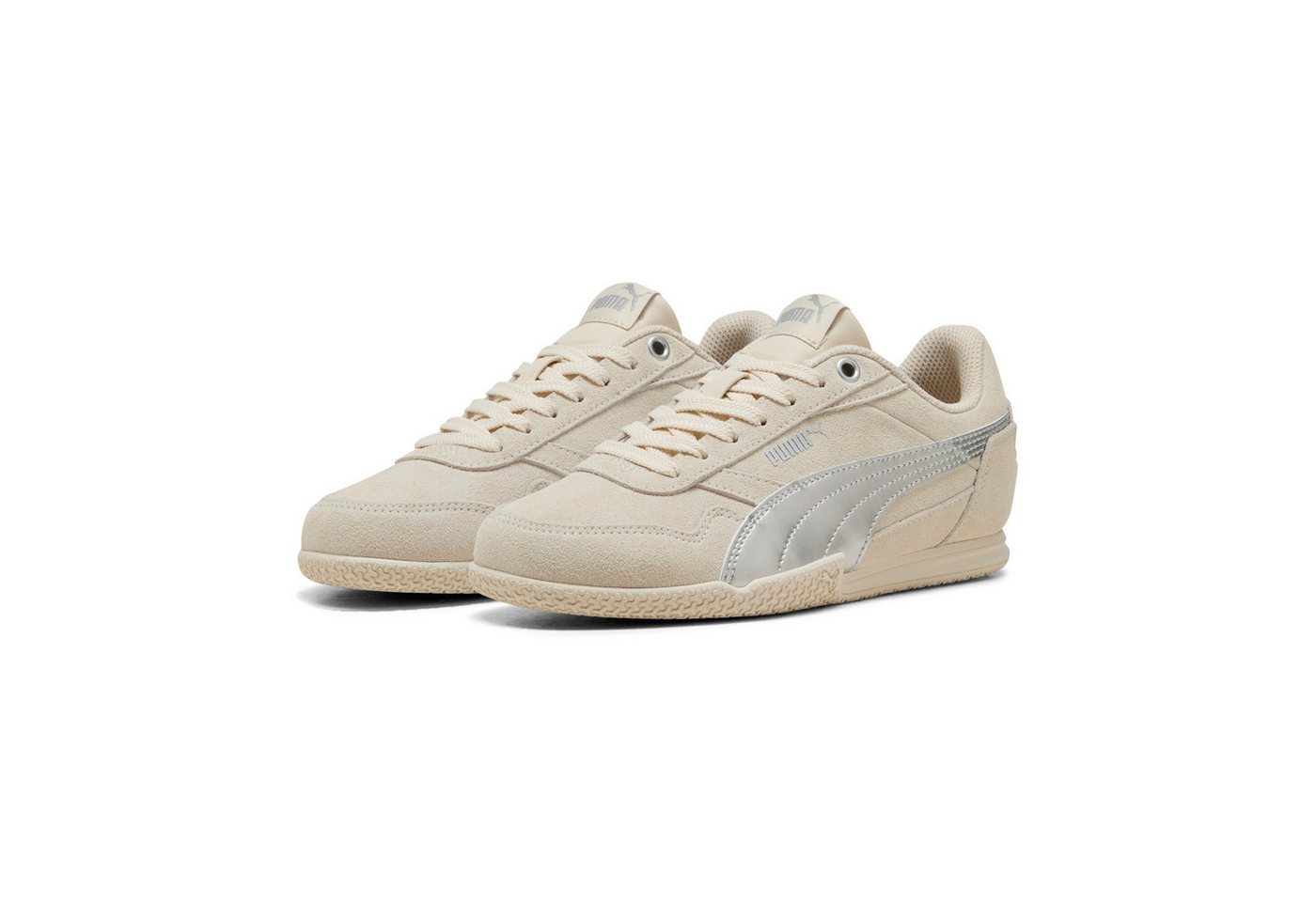 Puma BELLA DONNA SD METALLIC JR Sneaker mit Schnürverschluss, für sportliche Aktivitäten und Streetwear (silber)
