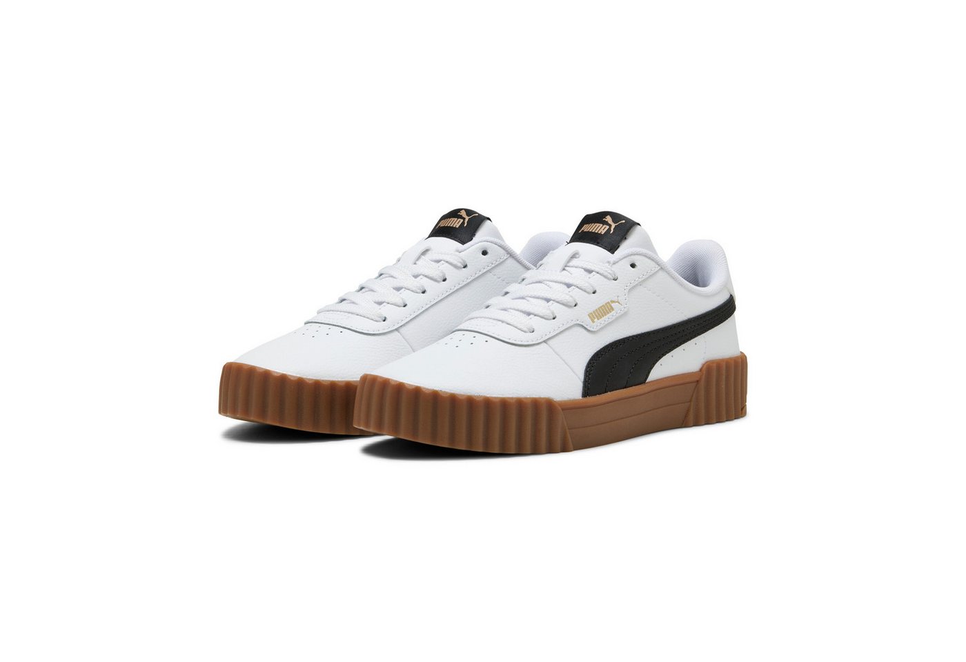 Puma CARINA 3.0 Sneaker für sportliche Looks, aus Leder, mit weichem Textilfutter (weiß/schwarz)
