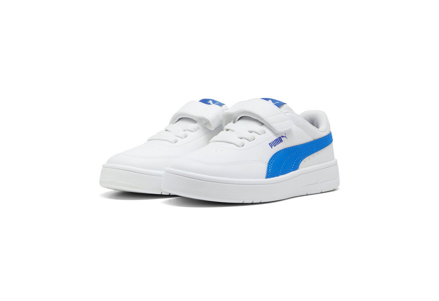 Puma COURT CLASSIC CLEAN AC PS Sneaker für sportliche Aktivitäten und Streetwear, mit SOFTFOAM+ Dämpfung (weiß/blau)
