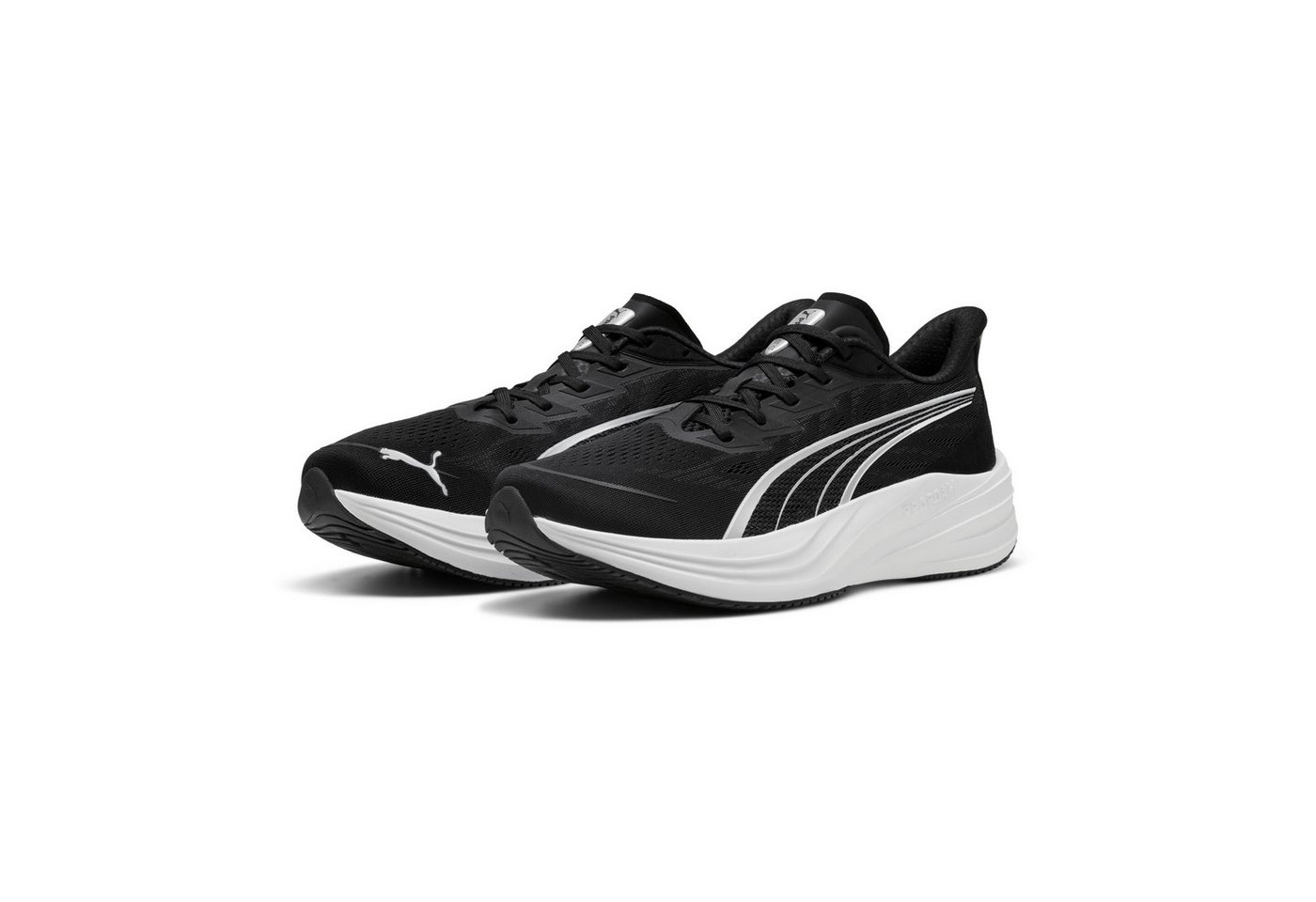 Puma DARTER PRO 2 Laufschuh mit ProFoam Dämpfungstechnologie, leichtes Textil-Obermaterial (schwarz/silber/weiß)