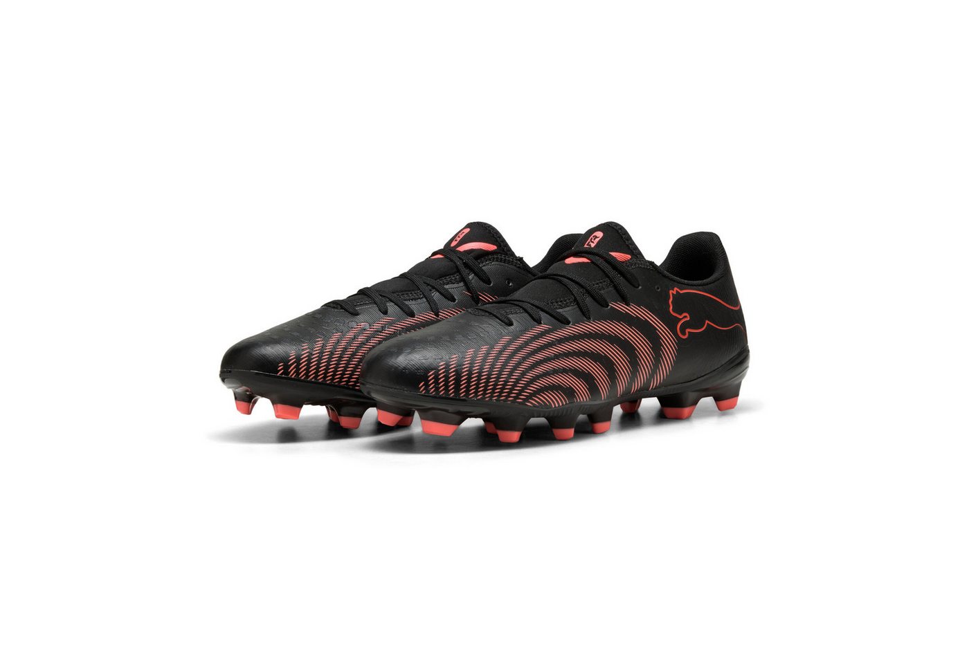 Puma FUTURE 9 PLAY FG/AG Fußballschuh für Rasenplätze, mit Synthetik-Obermaterial, mit Schnürung (schwarz/rot/grau)