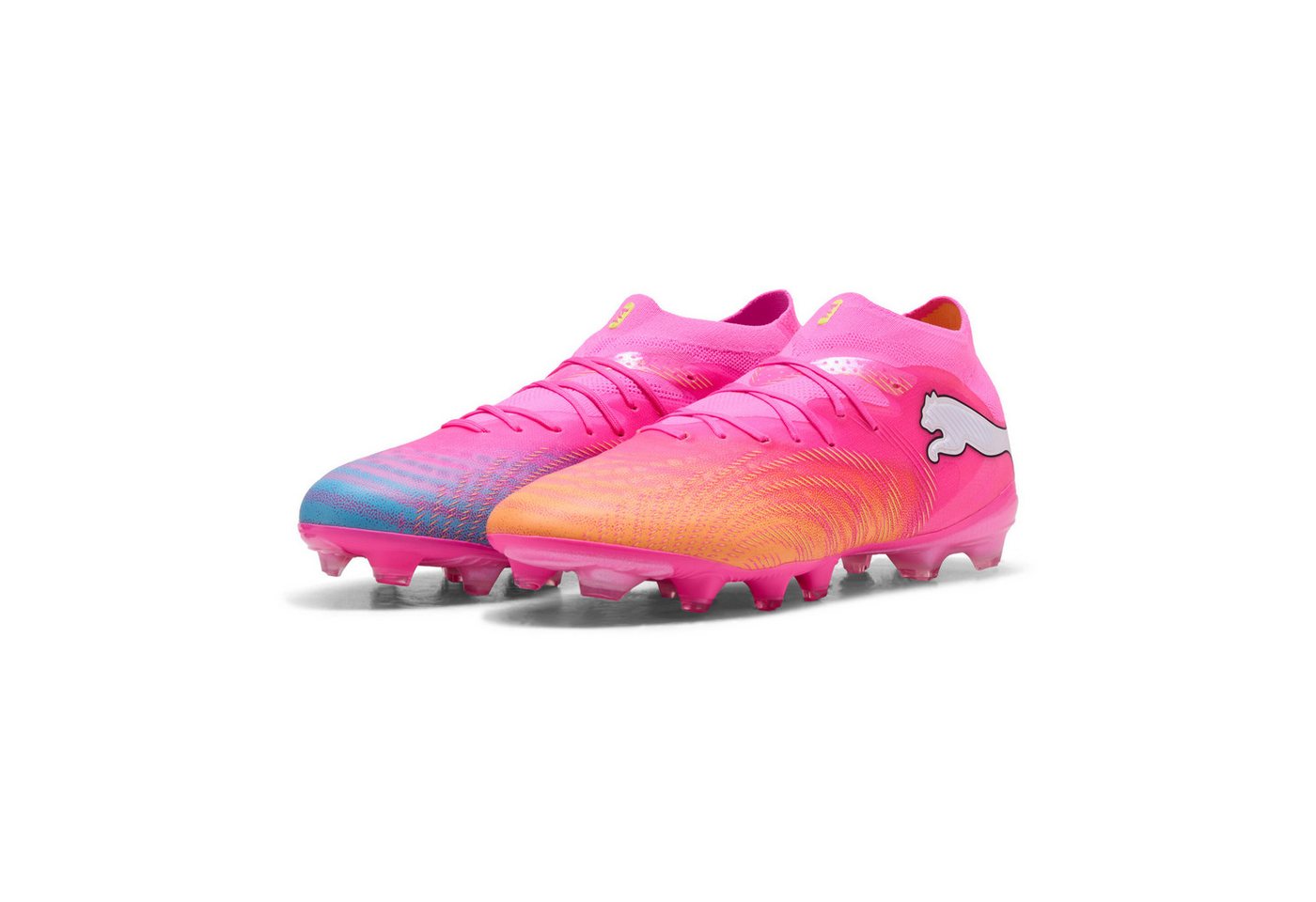 Puma FUTURE 9 PRO FG/AG Fußballschuh für Rasen- und Kunstrasenplätze, mit herausnehmbarer Innensohle (rosa/weiß)