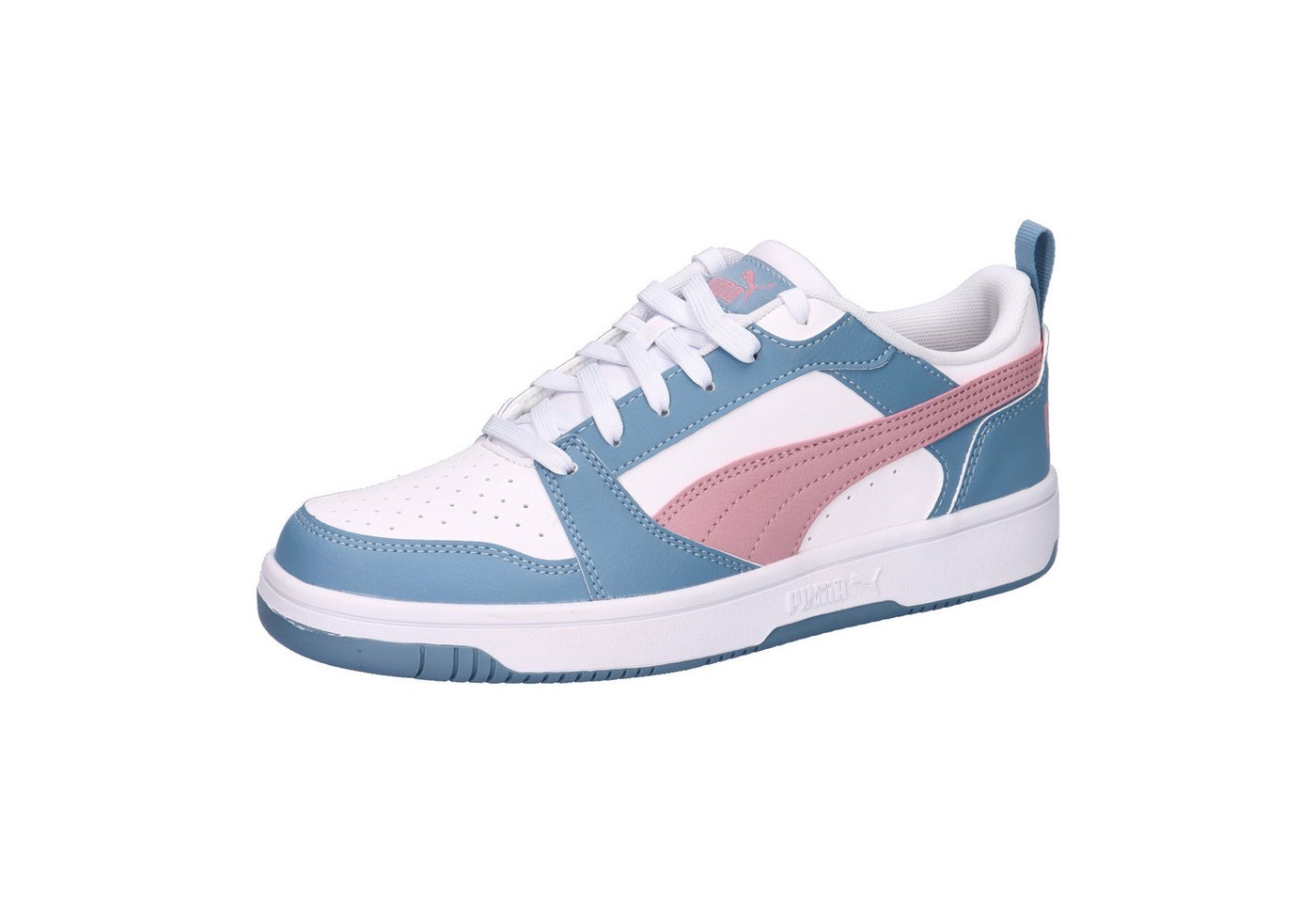 Puma Kinder Sneaker Rebound V6 Lo Jr 393833 Sneaker (weiß/rosa/blau)