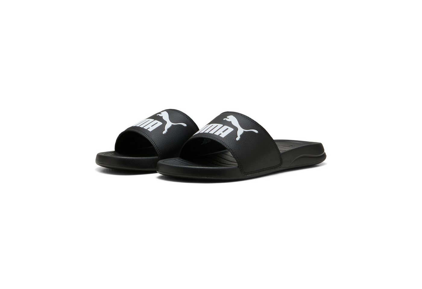 Puma POPCAT 20 BX Badesandale für Strand, Pool und Freizeit, mit weichem Textil-Innenmaterial (schwarz/weiß)
