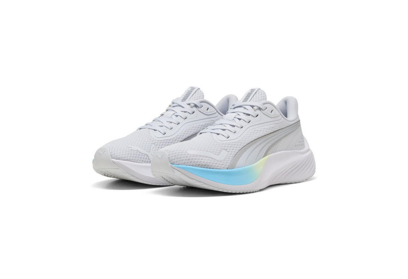 Puma POUNCE LITE Laufschuh mit PROTREAD Gummilaufsohle, mit SOFTFOAM+ Dämpfungstechnologie (silber/blau)