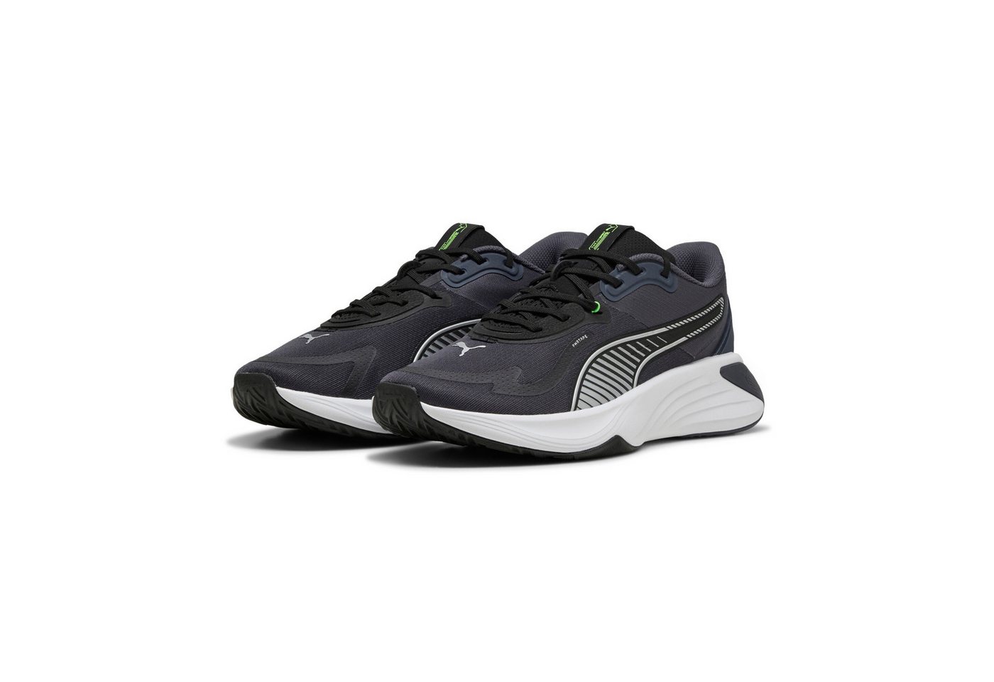 Puma PWR HYBRID TR Trainingsschuh mit ProFoam-Dämpfung, mit TPU-Fersenklammer, mit PWRTAPE (grau/schwarz/grün)