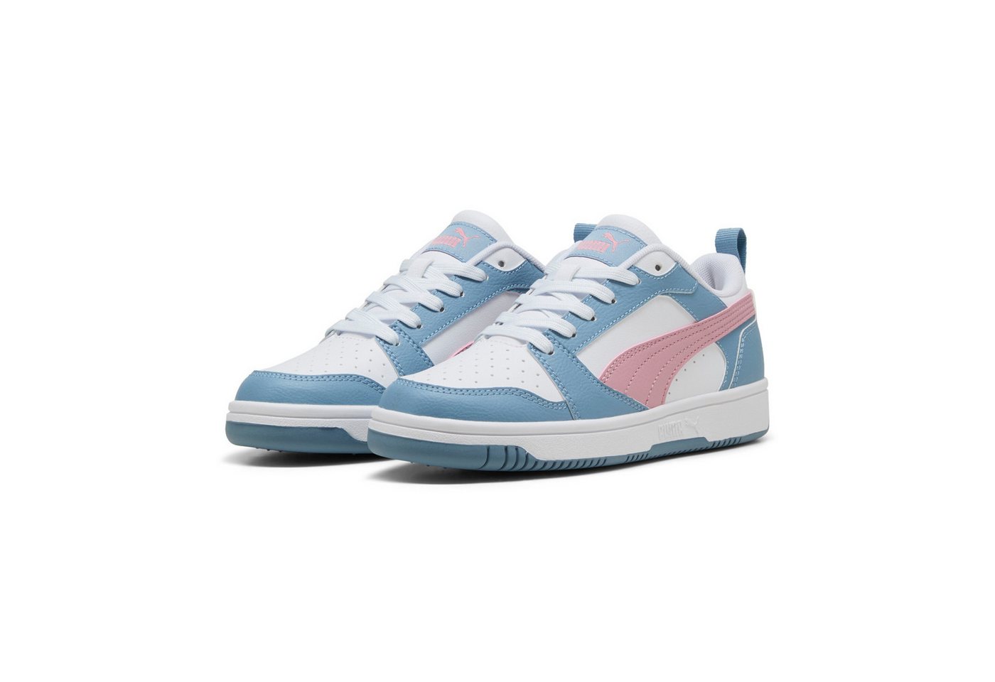 Puma REBOUND V6 LO JR Sneaker für Jugendliche (weiß/rosa/blau)