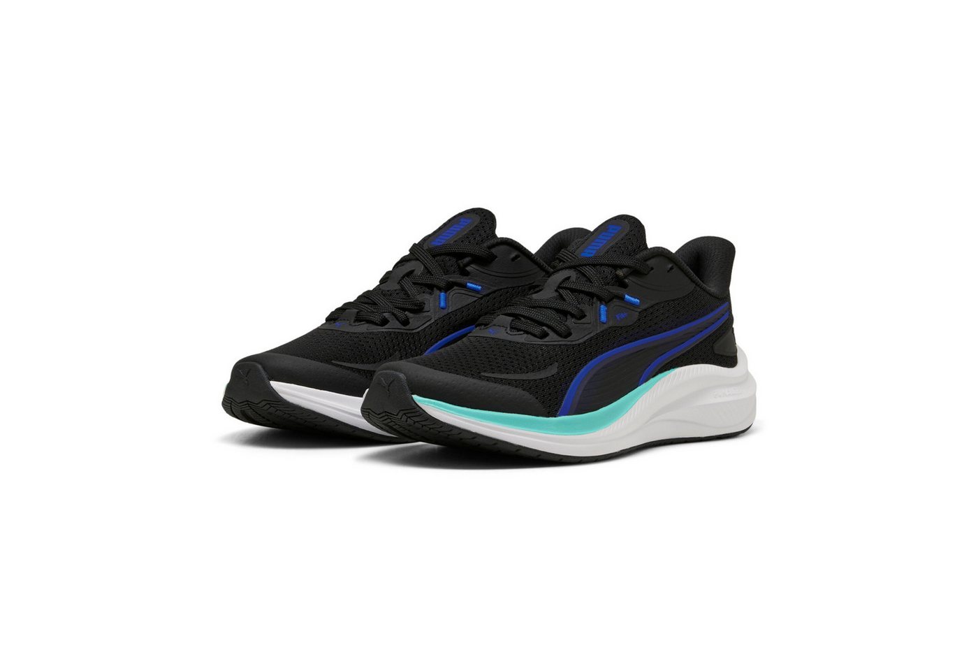 Puma SKYROCKET LITE 2 JR Laufschuh für Jugendliche, atmungsaktives Obermaterial aus Textil (schwarz/blau/weiß)