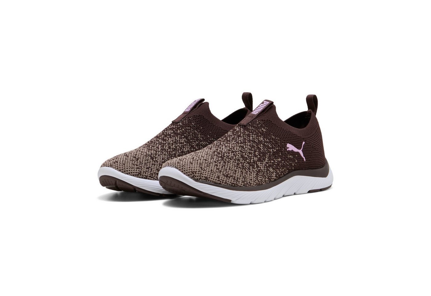 Puma SOFTRIDE REMI SLIP-ON KNIT WN'S Slip-On Sneaker für Sport, mit SOFTFOAM+ Dämpfung, aus gestricktem Textil (braun)