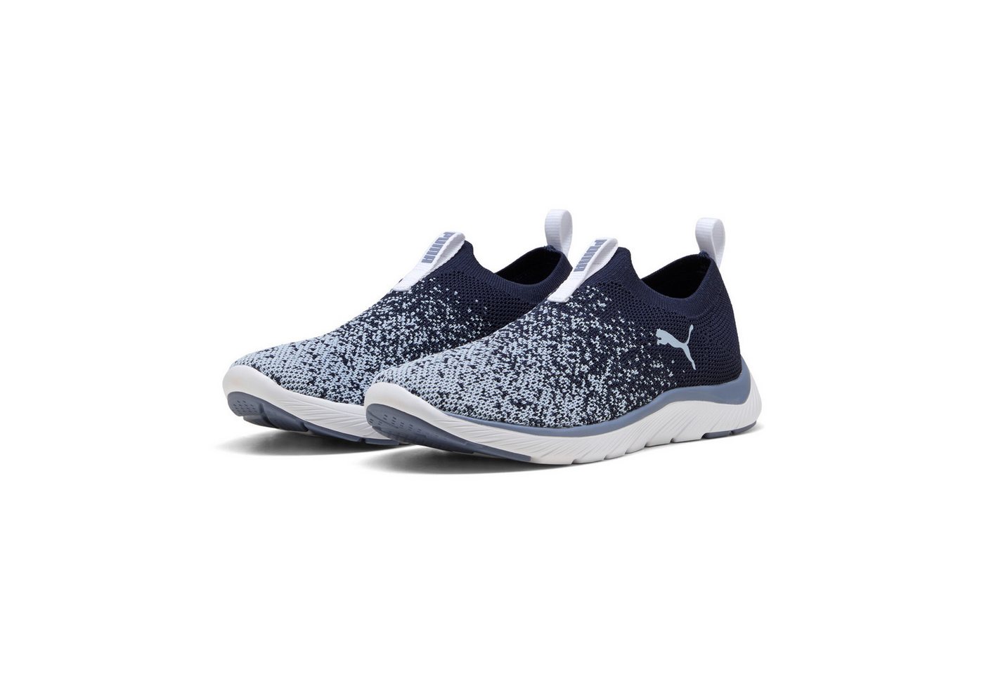 Puma SOFTRIDE REMI SLIP-ON KNIT WN'S Slip-On Sneaker für Sport, mit SOFTFOAM+ Dämpfung, aus gestricktem Textil (blau/grau)