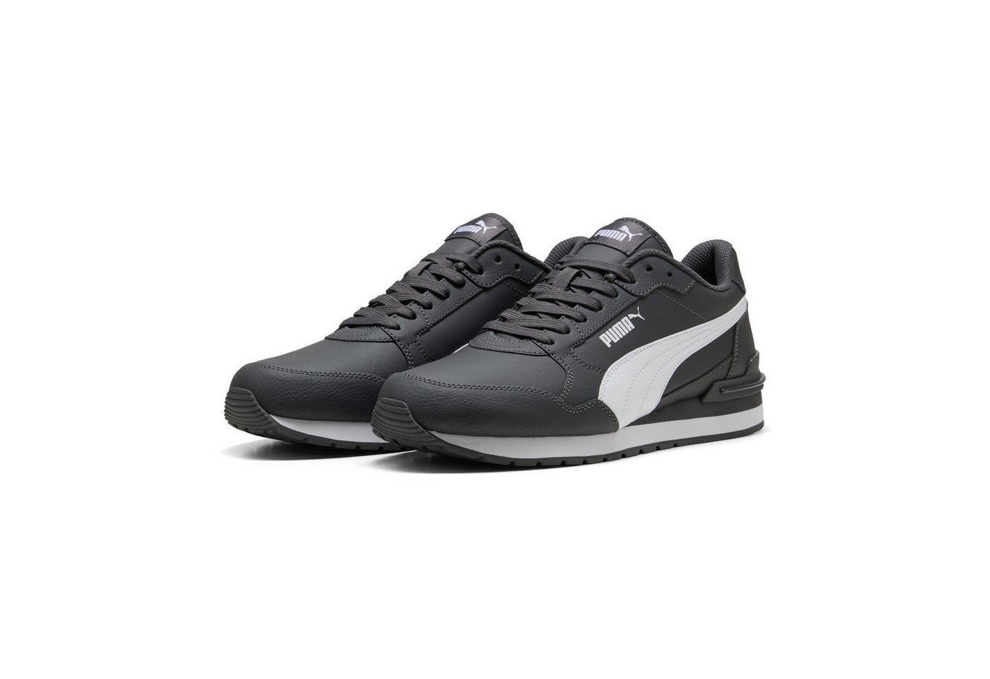 Puma ST RUNNER V4 L Sneaker mit weichem Lederobermaterial, mit SOFTFOAM+ Einlegesohle (grau/weiß)