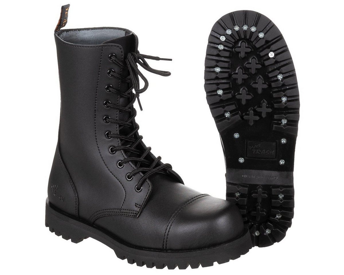 PureTrash Springerstiefel schwarz oder Stahlkappenstiefel 10-Loch Pure Trash Outdoorschuh