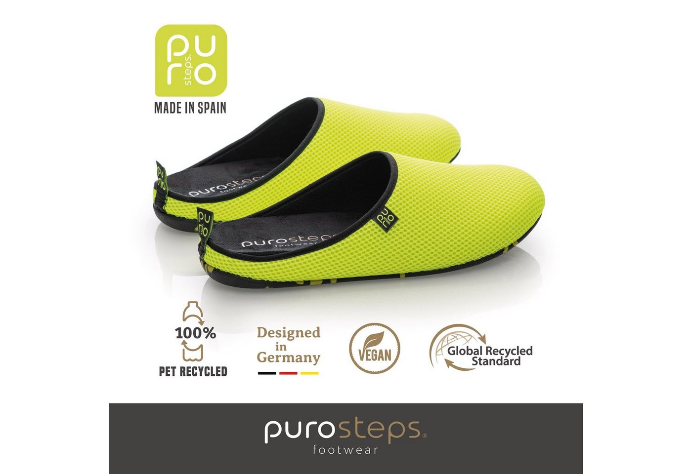 purosteps Casa-Eco Hausschuh Hergestellt aus recycelten PET Flaschen, Handgefertigt, Naturkautschuk
