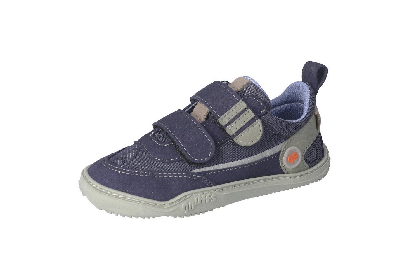 qnuffs Erle Barfußschuh Klettschuh, Halbschuh, Sneaker mit Kontrastbesätzen