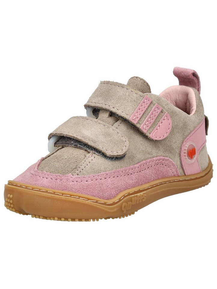 qnuffs Halbschuhe AHORN Veloursleder . Klettschuh (grau/grün/rosa)