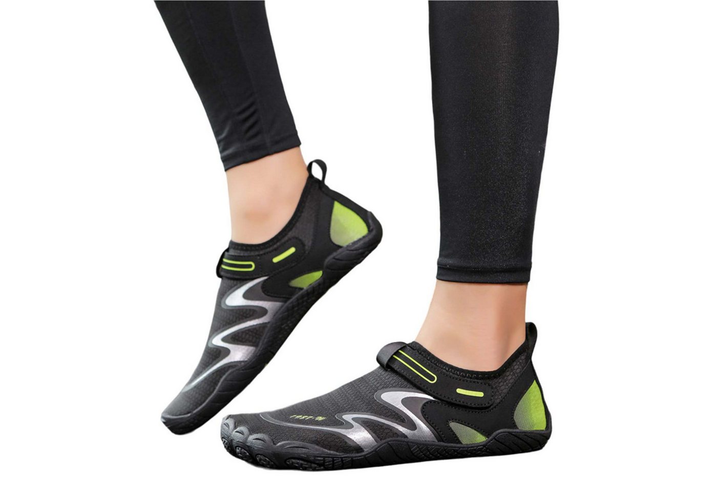 Refttenw Badeschuhe Wasserschuhe Strandschuhe Schnelltrocknende Atmungsaktiv Barfußschuh Leicht Schuhe für Wassersport für Damen Herren (grün/schwarz)