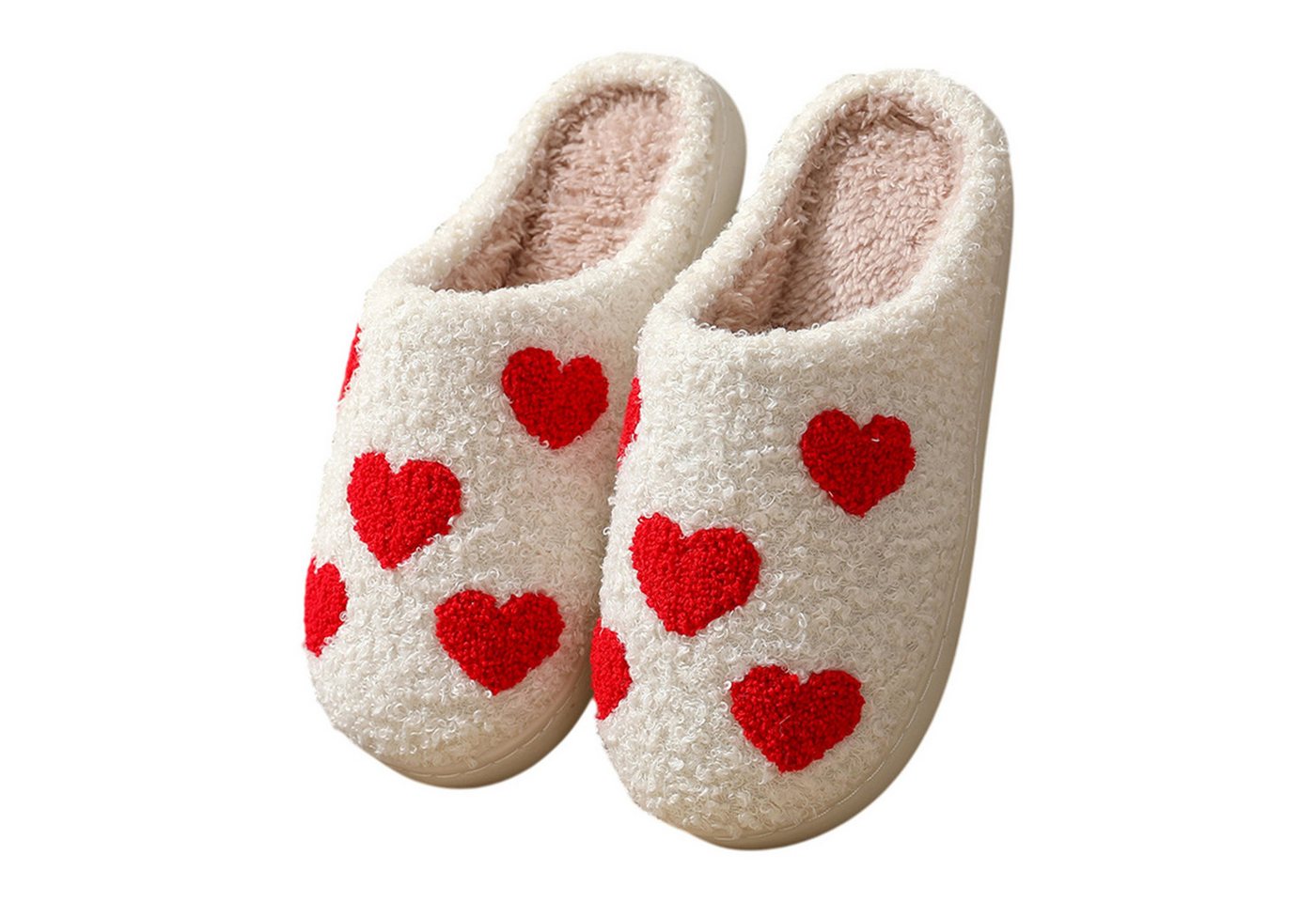 Refttenw Damen Winter Bequem Slipper, Weich Warme Pantoffeln Slipper fur Indoor Plüsch Hausschuhe (Herzförmige)