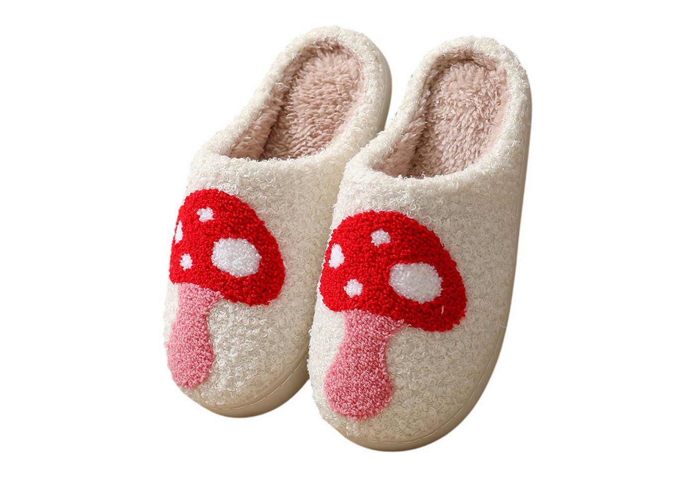Refttenw Damen Winter Bequem Slipper, Weich Warme Pantoffeln Slipper fur Indoor Plüsch Hausschuhe (Pilz)