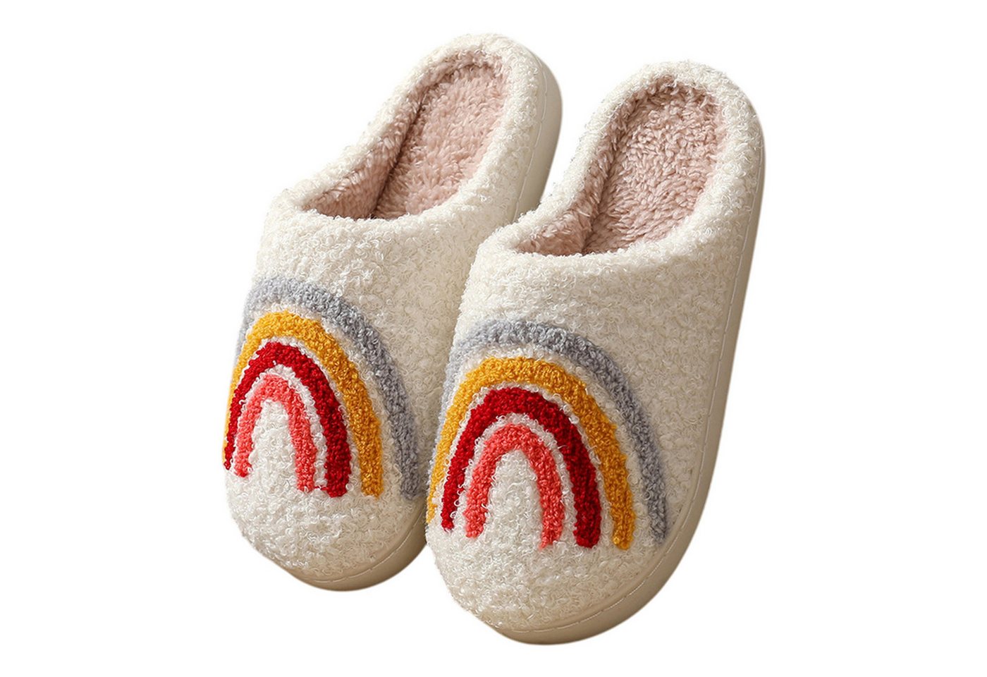 Refttenw Damen Winter Bequem Slipper, Weich Warme Pantoffeln Slipper fur Indoor Plüsch Hausschuhe (Regenbogen)