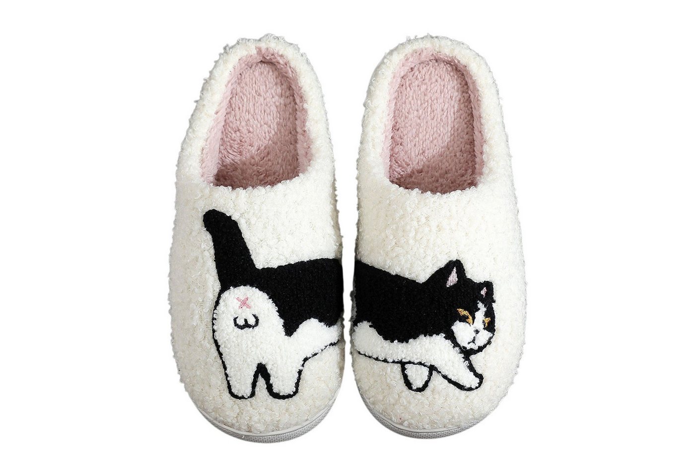 Refttenw Flauschige Hausschuh Herren Winter Lustige Hausschuhe Damen Plüsch Hausschuhe Kuhkatze